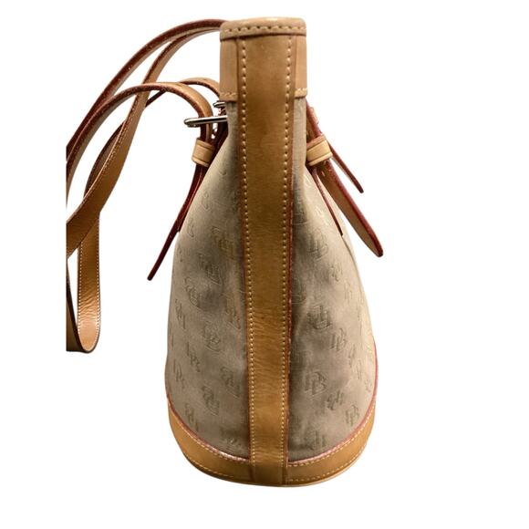 Vintage Dooney &Bourke Purse Cabriolet Monogram Shoulder Bag Two Straps Brown - Picture 4 of 14